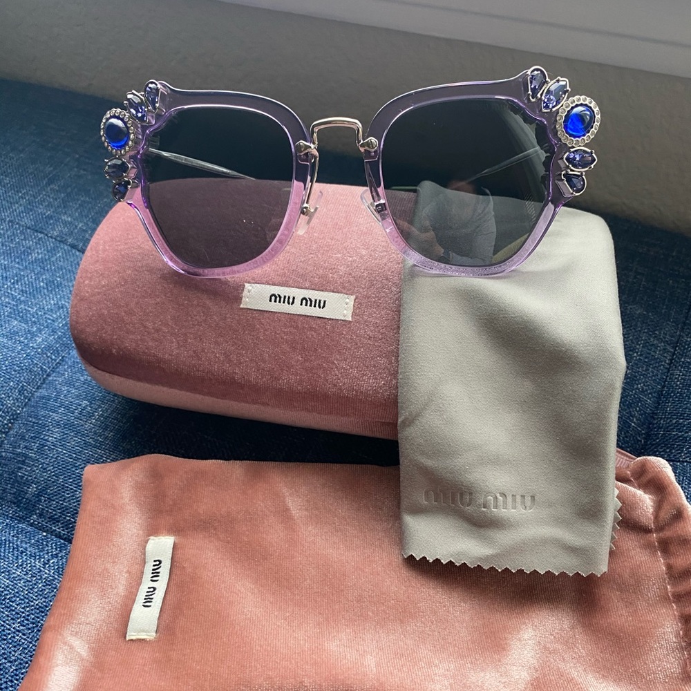 Miu Miu Purple Multi Embellished Cat Eye 51mm Sunglasses